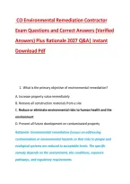 CO Environmental Remediation Contractor &NewLine;Exam Questions and Correct Answers &lpar;Verified &NewLine;Answers&rpar; Plus Rationale 2027 Q&A&vert; Instant &NewLine;Download Pdf