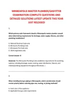 MINNEAPOLIS MASTER PLUMBER&sol;GASFITTER &NewLine;EXAMINATION COMPLETE QUESTIONS AND &NewLine;DETAILED SOLUTIONS LATEST UPDATE THIS YEAR &NewLine;JUST RELEASED