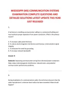 MISSISSIPPI &lpar;MS&rpar; COMMUNICATION SYSTEMS &NewLine;EXAMINATION COMPLETE QUESTIONS AND &NewLine;DETAILED SOLUTIONS LATEST UPDATE THIS YEAR &NewLine;JUST RELEASED