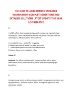 FISH AND WILDLIFE OFFICER ENTRANCE &NewLine;EXAMINATION COMPLETE QUESTIONS AND &NewLine;DETAILED SOLUTIONS LATEST UPDATE THIS YEAR &NewLine;JUST RELEASED