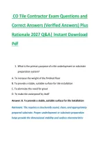 CO Tile Contractor Exam Questions and &NewLine;Correct Answers &lpar;Verified Answers&rpar; Plus &NewLine;Rationale 2027 Q&A&vert; Instant Download &NewLine;Pdf