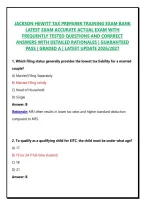 JACKSON HEWITT TAX PREPARER TRAINING EXAM BANK LATEST EXAM ACCURATE ACTUAL EXAM WITH FREQUENTLY TESTED QUESTIONS AND CORRRECT ANSWERS WITH DETAILED RATIONALES &vert; GUARANTEED PASS &vert; GRADED A &vert; LATEST UPDATE 2026&sol;2027