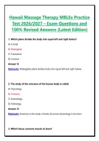 Hawaii Massage Therapy MBLEx Practice Test 2026&sol;2027 &ndash; Exam Questions and 100&percnt; Revised Answers &lpar;Latest Edition&rpar;