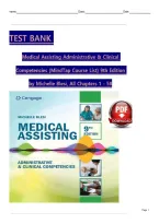 TEST BANK For Medical Assisting Administrative & Clinical Competencies &lpar;MindTap Course List&rpar; 9th Edition by Michelle Blesi&comma; Verified Chapters 1 - 58&comma; Complete Newest Version&NewLine;