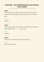 Needs Met - Telus EXAM Questions and Answers&NewLine;100&percnt; Verified