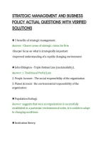 STRATEGIC MANAGEMENT AND BUSINESS&NewLine;POLICY ACTUAL QUESTIONS WITH VERIFIED&NewLine;SOLUTIONS&NewLine;
