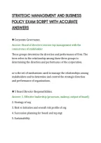 STRATEGIC MANAGEMENT AND BUSINESS&NewLine;POLICY EXAM SCRIPT WITH ACCURATE&NewLine;ANSWERS