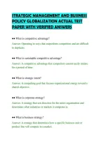 STRATEGIC MANAGEMENT AND BUSINESS&NewLine;POLICY GLOBALIZATION ACTUAL TEST&NewLine;PAPER WITH VERIFIED ANSWERS&NewLine;
