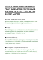 STRATEGIC MANAGEMENT AND BUSINESS&NewLine;POLICY GLOBALIZATION INNOVATION AND&NewLine;SUSTAINABILITY ACTUAL QUESTIONS AND&NewLine;CORRECT ANSWERS&NewLine;