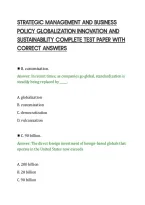 STRATEGIC MANAGEMENT AND BUSINESS&NewLine;POLICY GLOBALIZATION INNOVATION AND&NewLine;SUSTAINABILITY COMPLETE TEST PAPER WITH&NewLine;CORRECT ANSWERS