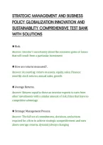 STRATEGIC MANAGEMENT AND BUSINESS&NewLine;POLICY GLOBALIZATION INNOVATION AND&NewLine;SUSTAINABILITY COMPREHENSIVE TEST BANK&NewLine;WITH SOLUTIONS&NewLine;