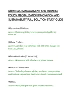 STRATEGIC MANAGEMENT AND BUSINESS&NewLine;POLICY GLOBALIZATION INNOVATION AND&NewLine;SUSTAINABILITY FULL SOLUTION STUDY GUIDE