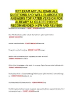 RPT EXAM ACTUAL EXAM ALL &NewLine;QUESTIONS AND WELL ELABORATED &NewLine;ANSWERS TOP RATED VERSION FOR &NewLine;ALREADY A&plus; GRADED HIGHLY &NewLine;RECOMMENDED &vert;NEW AND REVISED 