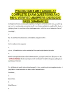 PHLEBOTOMY AMT GRADE A&plus; &NewLine;COMPLETE EXAM QUESTIONS AND &NewLine;100&percnt; VERIFIED ANSWERS &lpar;2026&sol;2027&rpar; &NewLine;PASS GUARANTEE