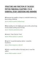 STRUCTURE AND FUNCTION OF THE BODY&NewLine;PATTON THIBODEAU CHAPTERS 1 TO 22&NewLine;ESSENTIAL STUDY QUESTIONS AND ANSWERS&NewLine;