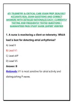 ATI TELEMETRY & CRITICAL CARE EXAM PREP 2026&sol;2027 ACCURATE REAL EXAM QUESTIONS AND CORRECT ANSWERS WITH DETAILED RATIONALES EACH &vert; CURRENTLY TESTING AND FREQUENTLY TESTED QUESTIONS &vert; GUARANTEED PASS STUDY GUIDE &vert;EXPERT VERIFIED