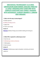 MECHANICAL TECHNOLOGIST I & II CWEA CERTIFICATION EXAM NEWEST 2026&sol;2027 PRACTICE &vert;2 LATEST VERSIONS&vert;LATEST EXAM PREP WITH COMPLETE QUESTIONS AND CORRECT ANSWERS WITH RATIONALES &vert; ALREADY GRADED A&plus;&vert; &vert;BRAND NEW VERSION&excl;&excl;