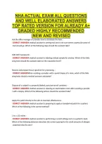 NHA ACTUAL EXAM ALL QUESTIONS &NewLine;AND WELL ELABORATED ANSWERS &NewLine;TOP RATED VERSION FOR ALREADY A&plus; &NewLine;GRADED HIGHLY RECOMMENDED &NewLine;&vert;NEW AND REVISED