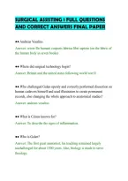 SURGICAL ASSISTING 1 FULL QUESTIONS&NewLine;AND CORRECT ANSWERS FINAL PAPER&NewLine;