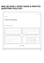 NUR 185 EXAM 1 STUDY GUIDE & PRACTICE QUESTIONS 2026&sol;2027