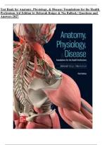 Test Bank for Anatomy&comma; Physiology&comma; & Disease&colon; Foundations for the Health Professions&comma; 3rd Edition by Deborah Roiger & Nia Bullock &vert; Questions & Answers 2027