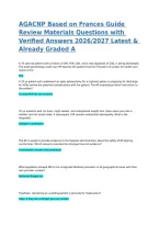 AGACNP Based on Frances Guide Review Materials Questions with Verified Answers 2026&sol;2027 Latest & Already Graded A