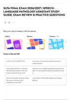 SLPA FINAL EXAM 2026&sol;2027 &vert; SPEECH-LANGUAGE PATHOLOGY ASSISTANT STUDY GUIDE&comma; EXAM REVIEW & PRACTICE QUESTIONS