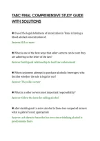TABC FINAL COMPREHENSIVE STUDY GUIDE&NewLine;WITH SOLUTIONS
