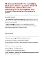 RN Community Health Final Exam 2026 &vert; Study Guide&comma; Practice Questions & Correct Answers with Detailed Rationales &vert; Community Health Nursing Exam Prep