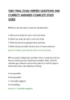 TABC FINAL EXAM VERIFIED QUESTIONS AND&NewLine;CORRECT ANSWERS COMPLETE STUDY&NewLine;GUIDE&NewLine;