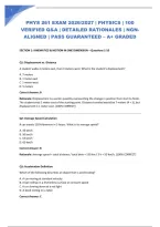 PHYS 261 EXAM 2026&sol;2027 &vert; PHYSICS &vert; 100 VERIFIED Q&A &vert; DETAILED RATIONALES &vert; NGN-ALIGNED &vert; PASS GUARANTEED &ndash; A&plus; GRADED
