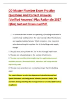CO Master Plumber Exam Practice &NewLine;Questions And Correct Answers &NewLine;&lpar;Verified Answers&rpar; Plus Rationale 2027 &NewLine;Q&A&vert; Instant Download Pdf&period; 
