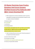 CO Master Electrician Exam Practice &NewLine;Questions And Correct Answers &NewLine;&lpar;Verified Answers&rpar; Plus Rationale 2027 &NewLine;Q&A&vert; Instant Download Pdf
