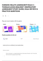 NURSING HEALTH ASSESSMENT EXAM 2 &ndash; THORAX&sol;LUNGS 2026&sol;2027 &vert; RESPIRATORY ASSESSMENT STUDY GUIDE&comma; EXAM REVIEW & PRACTICE QUESTIONS