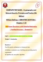 Complete Test Bank &ndash; Cryptography and Network Security&colon; Principles and Practice &lpar;8th Edition&rpar; &vert; William Stallings &vert; ISBN 9780136707226 &vert; Chapters 1&ndash;23 &vert; 200 Exam Questions with Detailed Rationales &vert; Verified Answers &vert; Graded A&plus;&NewLine;
