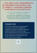 WGU D522 TASK 2 PERFORMANCE ASSESSMENT QUESTIONS AND CORRECT ANSWERS &lpar;VERIFIED ANSWERS&rpar; PLUS RATIONALES&vert; INSTANT DOWNLOAD