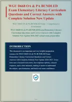 WGU D668 ELEMENTARY LITERACY CURRICULUM OA & PA BUNDLED EXAM QUESTIONS AND CORRECT ANSWERS WITH COMPLETE RATIONALES&vert; INSTANT DOWNLOAD