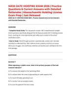 MASS 2A&sol;1C HOISTING EXAM 2026 &vert; Practice Questions & Correct Answers with Detailed Rationales &vert; Massachusetts Hoisting License Exam Prep &vert; Just Released