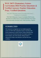 WGU D671 ELEMENTARY SCIENCE CURRICULUM TEACHER EDUCATION PRACTICE QUESTIONS AND VERIFIED ANSWERS WITH RATIONALES&vert; INSTANT DOWNLOAD