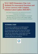 WGU D695 ELEMENTARY FINE ARTS METHODS PRE-ASSESSMENT QUESTIONS AND CORRECT ANSWERS WITH COMPLETE SOLUTIONS PLUS RATIONALES&vert; INSTANT DOWNLOAD