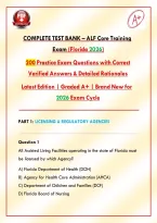 Complete Test Bank &vert; ALF Core Training Exam &lpar;Florida 2026&rpar;200 Practice Exam Questions with Correct Verified Answers & Detailed Rationales Latest Edition &vert; Graded A&plus; &vert; Brand New for 2026 Exam Cycle&NewLine;