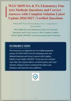 WGU D695 OA & PA ELEMENTARY FINE ARTS METHODS QUESTIONS AND CORRECT ANSWERS WITH COMPLETE SOLUTION PLUS RATIONALES&vert; INSTANT DOWNLOAD