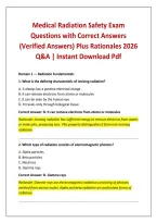 Medical Radiation Safety Exam Questions with Correct Answers &lpar;Verified Answers&rpar; Plus Rationales 2026 Q&A &vert; Instant Download Pdf