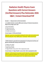 Radiation Health Physics Exam Questions with Correct Answers &lpar;Verified Answers&rpar; Plus Rationales 2026 Q&A &vert; Instant Download Pdf