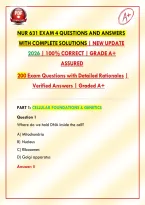NUR-631 Exam 4 Questions and Answers with Complete Solutions &vert; New Update 2026 &vert; 100&percnt; Correct &vert; Grade A&plus; Assured &vert; 200 Exam Questions with Detailed Rationales &vert; Verified Answers &vert; Graded A&plus;&NewLine;