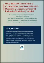 WGU D830 INTRODUCTION TO CRYPTOGRAPHY OA EXAM PREP QUESTIONS AND CORRECT ANSWERS WITH RATIONALES&vert; INSTANT DOWNLOAD