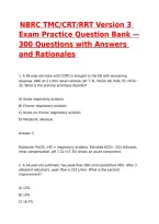 NBRC TMC&sol;CRT&sol;RRT Version 3 Exam Practice Question Bank &mdash; 300 Questions with Answers and Rationales