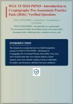 WGU IT D334 PHNO INTRODUCTION TO CRYPTOGRAPHY PRE-ASSESSMENT PRACTICE PACK QUESTIONS AND CORRECT ANSWERS PLUS RATIONALES&vert; INSTANT DOWNLOAD