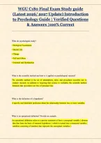 WGU C180 Final Exam Study Guide &lpar;2026&sol;2027&rpar; &ndash; Intro to Psychology Questions & Answers