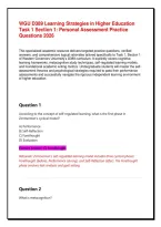 WGU D389 Learning Strategies in Higher Education Task 1 Section 1&colon; Personal Assessment Practice Questions